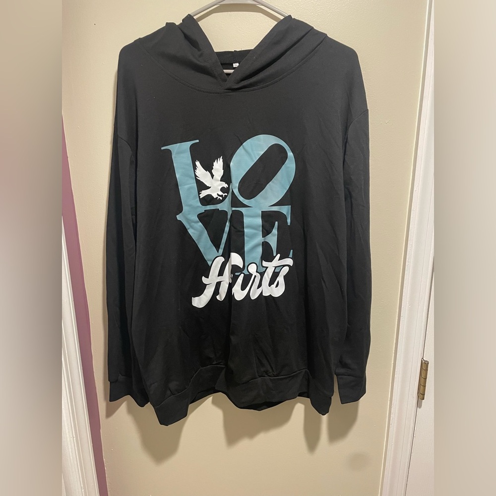 Unisex Philadelphia Eagles Black Hoodie with Love Graphic